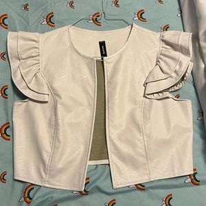Beige Vest Leatherlike Crop Barely Used